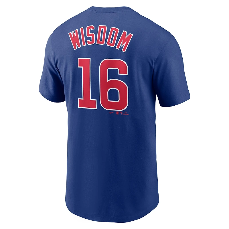 T-shirt avec nom et numéro de joueur Nike Patrick Wisdom Royal Chicago Cubs pour homme