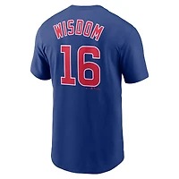 T-shirt avec nom et numéro de joueur Nike Patrick Wisdom Royal Chicago Cubs pour homme