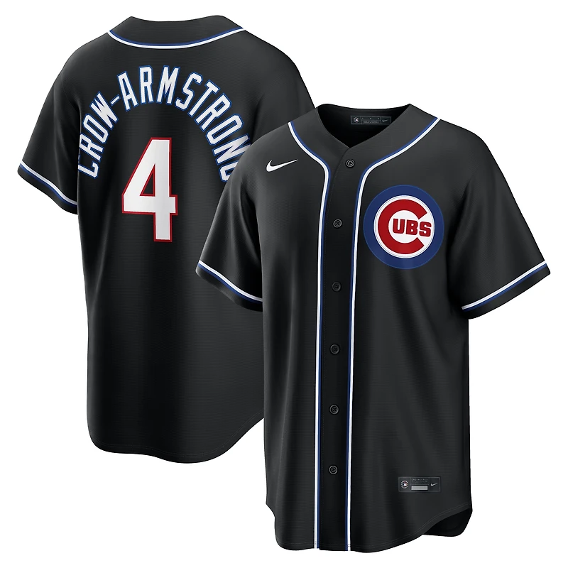 Men's Nike Pete Crow-Armstrong Chicago Cubs Fashion Replica Black Out Jersey