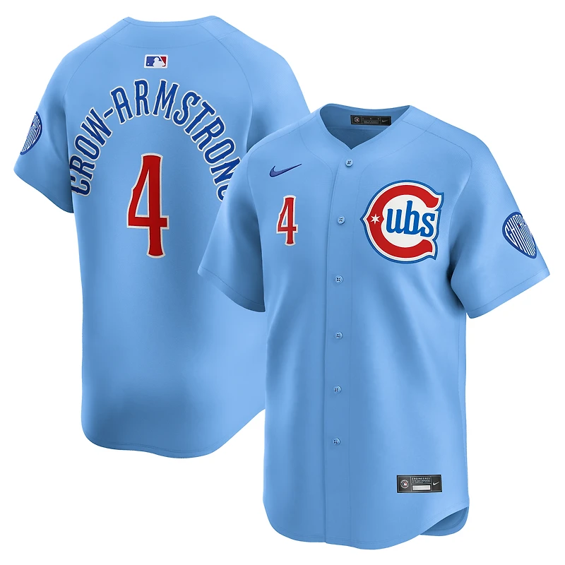 Maillot de joueur alternatif Nike Pete Crow-Armstrong bleu clair des Chicago Cubs pour homme