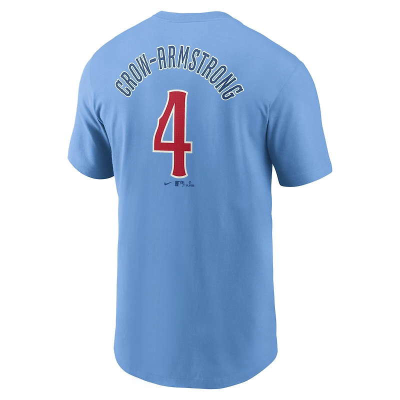 Men's Nike Pete Crow-Armstrong Light Blue Chicago Cubs Fuse Name & Number T-Shirt