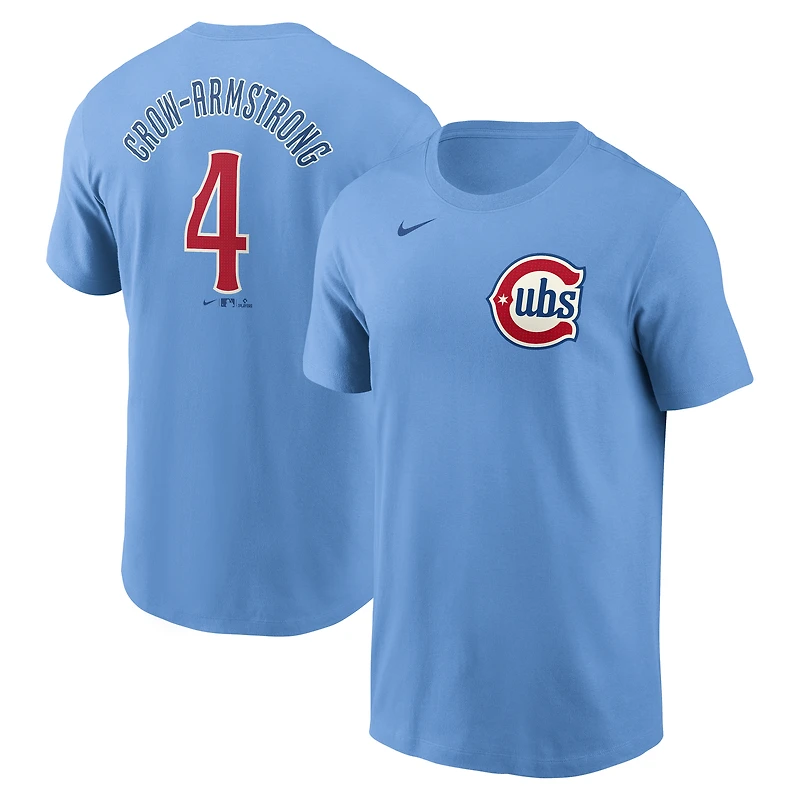 Men's Nike Pete Crow-Armstrong Light Blue Chicago Cubs Fuse Name & Number T-Shirt
