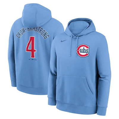 Sweat à capuche Nike Pete Crow-Armstrong bleu clair pour homme, avec nom et numéro du joueur des Chicago Cubs