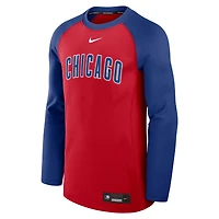 T-shirt à manches longues Nike rouge/bleu roi Chicago Cubs Authentic Collection Game Time Raglan Dri-FIT pour homme