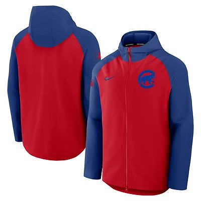 Veste Nike Authentic Collection Raglan Performance entièrement zippée pour homme Rouge/Bleu royal Chicago Cubs
