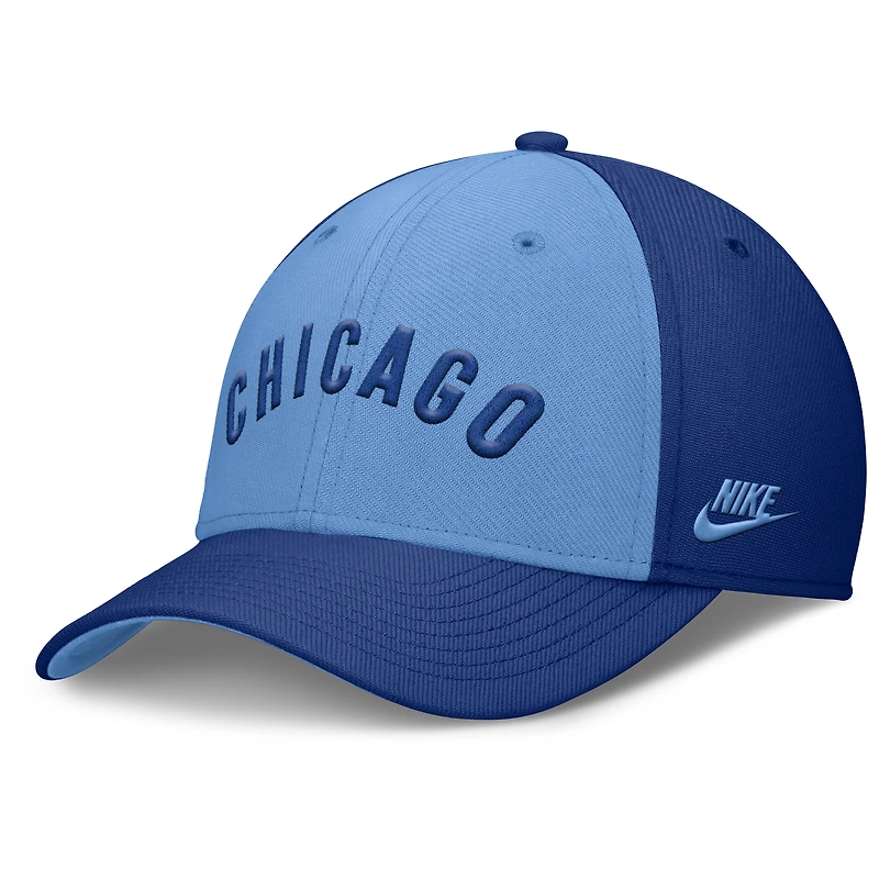 Casquette Nike Performance Flex Rise Swoosh pour homme Chicago Cubs bleu royal/bleu clair