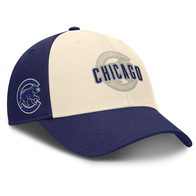 Casquette ajustable Nike Chicago Cubs Statement Club Performance pour homme, bleu royal/naturel