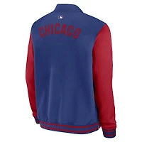 Men's Nike Royal/Red Chicago Cubs Authentic Collection Dugout Relaxed Full-Zip Bomber Jacket