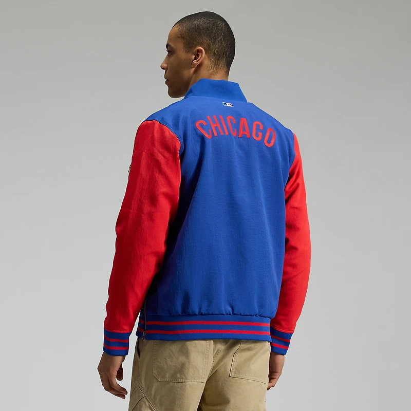 Men's Nike Royal/Red Chicago Cubs Authentic Collection Dugout Relaxed Full-Zip Bomber Jacket