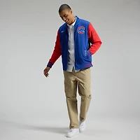 Men's Nike Royal/Red Chicago Cubs Authentic Collection Dugout Relaxed Full-Zip Bomber Jacket