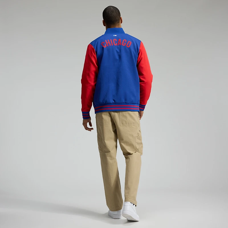 Men's Nike Royal/Red Chicago Cubs Authentic Collection Dugout Relaxed Full-Zip Bomber Jacket