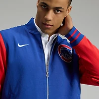 Veste aviateur Nike pour homme, coupe décontractée, entièrement zippée, collection authentique des Chicago Cubs, bleu royal/rouge