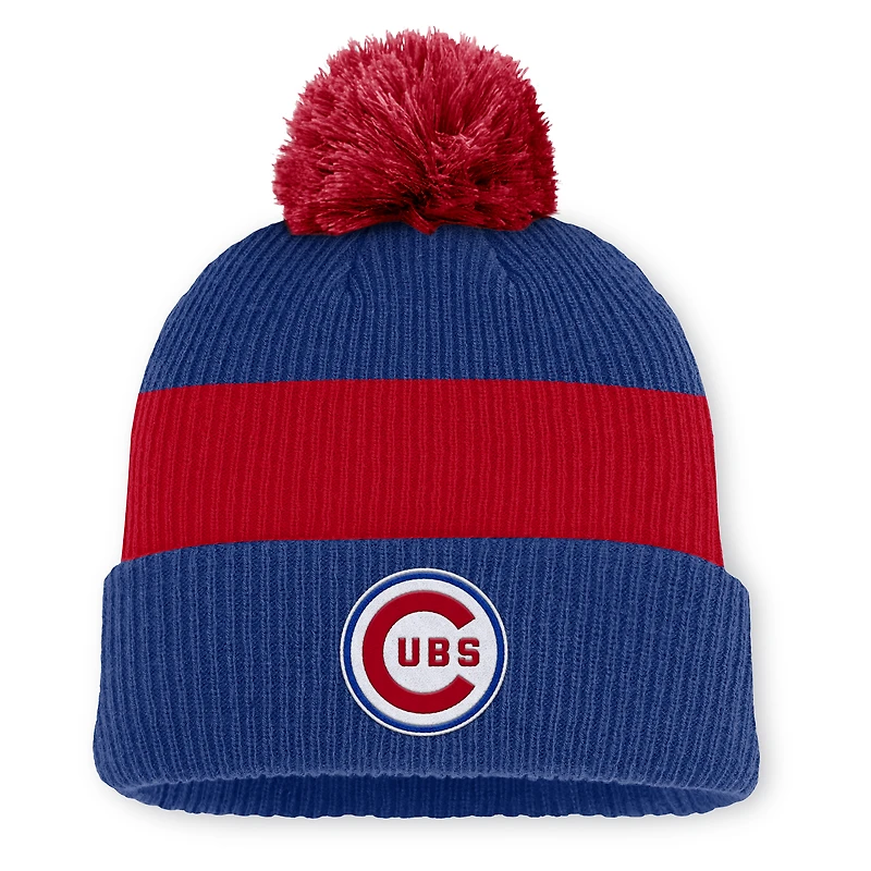 Men's Nike Royal/Red Chicago Cubs Cooperstown Collection Peak Standard Cuffed Knit Hat with Pom