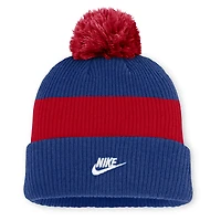 Bonnet à revers standard Nike pour homme, collection Cooperstown des Chicago Cubs, bleu royal/rouge, avec pompon