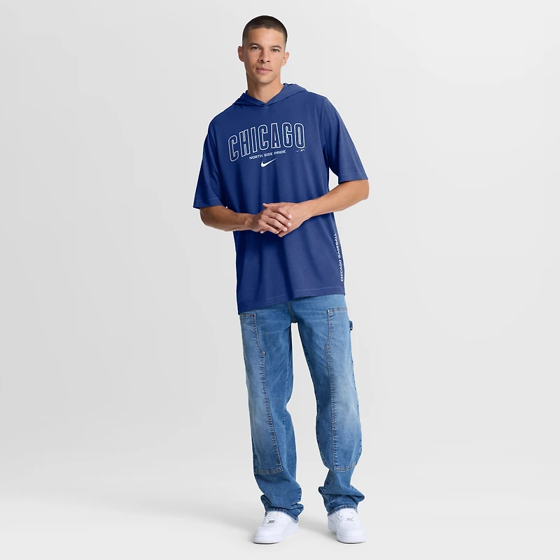 Men's Nike Royal Chicago Cubs Arched Wordmark Tri-Blend Hooded T-Shirt