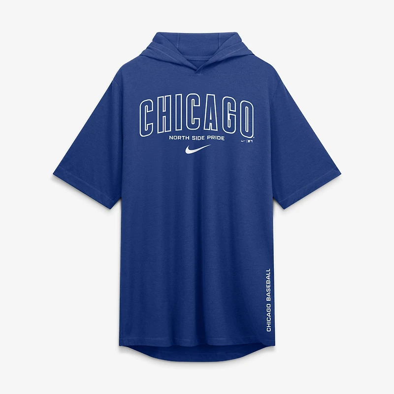T-shirt à capuche Nike Royal Chicago Cubs pour homme, en mélange de trois matières, avec logo arqué.