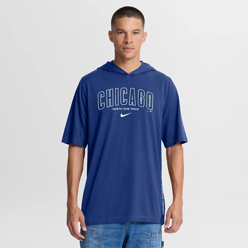 Men's Nike Royal Chicago Cubs Arched Wordmark Tri-Blend Hooded T-Shirt