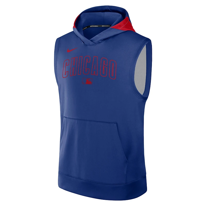 Sweat à capuche sans manches Nike Royal Chicago Cubs Authentic Collection Dri-FIT pour homme