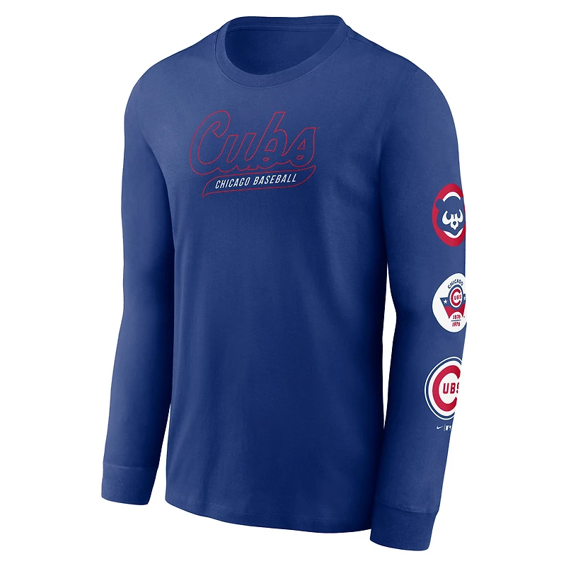 T-shirt à manches longues Nike Royal Chicago Cubs Cooperstown Collection Knockout pour homme