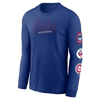 T-shirt à manches longues Nike Royal Chicago Cubs Cooperstown Collection Knockout pour homme