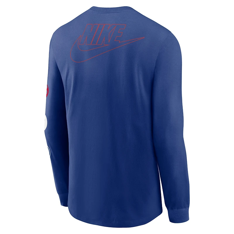 T-shirt à manches longues Nike Royal Chicago Cubs Cooperstown Collection Knockout pour homme