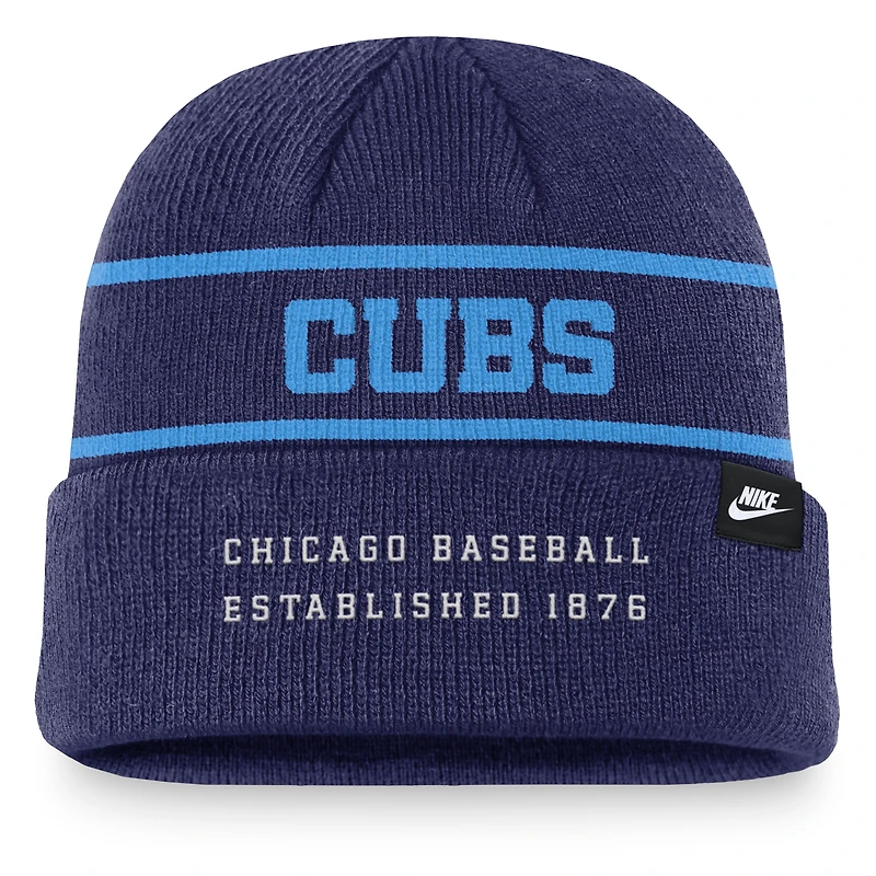 Bonnet en tricot à revers Nike Royal Chicago Cubs Cooperstown Collection Rewind Terra pour homme