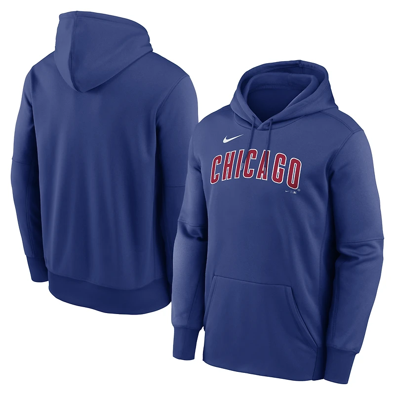 Sweat à capuche Nike Therma Royal Chicago Cubs pour homme