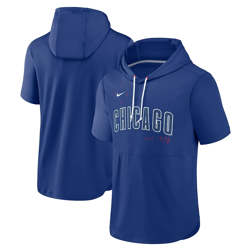 Sweat à capuche manches courtes Nike Royal Chicago Cubs Springer pour homme