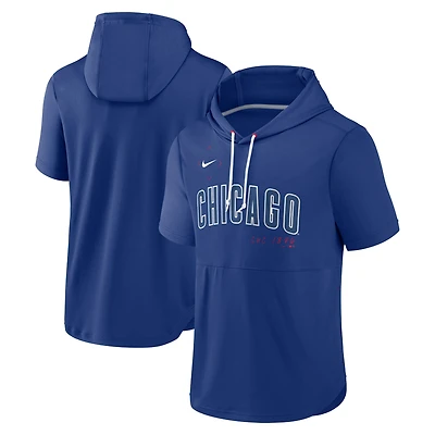Sweat à capuche manches courtes Nike Royal Chicago Cubs Springer pour homme