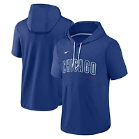 Sweat à capuche manches courtes Nike Royal Chicago Cubs Springer pour homme