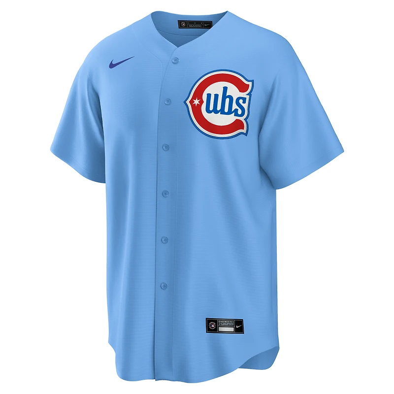Maillot réplique de joueur alternatif Nike Seiya Suzuki bleu clair des Chicago Cubs pour homme