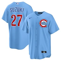 Maillot réplique de joueur alternatif Nike Seiya Suzuki bleu clair des Chicago Cubs pour homme