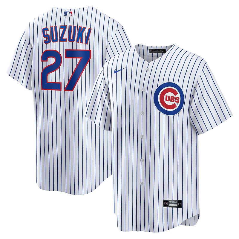 Maillot Nike Seiya Suzuki blanc pour homme, réplique domicile des Chicago Cubs