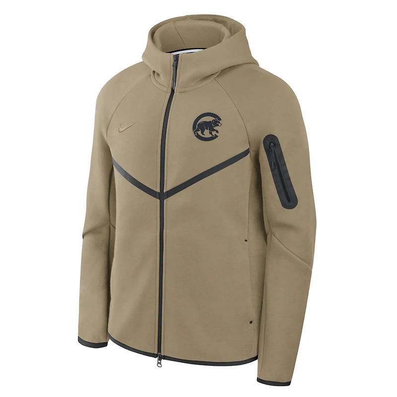 Men's Nike Tan Chicago Cubs Tech Fleece Windrunner Full-Zip Hoodie Jacket