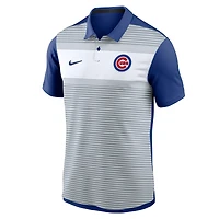 Polo Nike Dri-FIT à rayures pour homme, blanc/bleu royal, Chicago Cubs