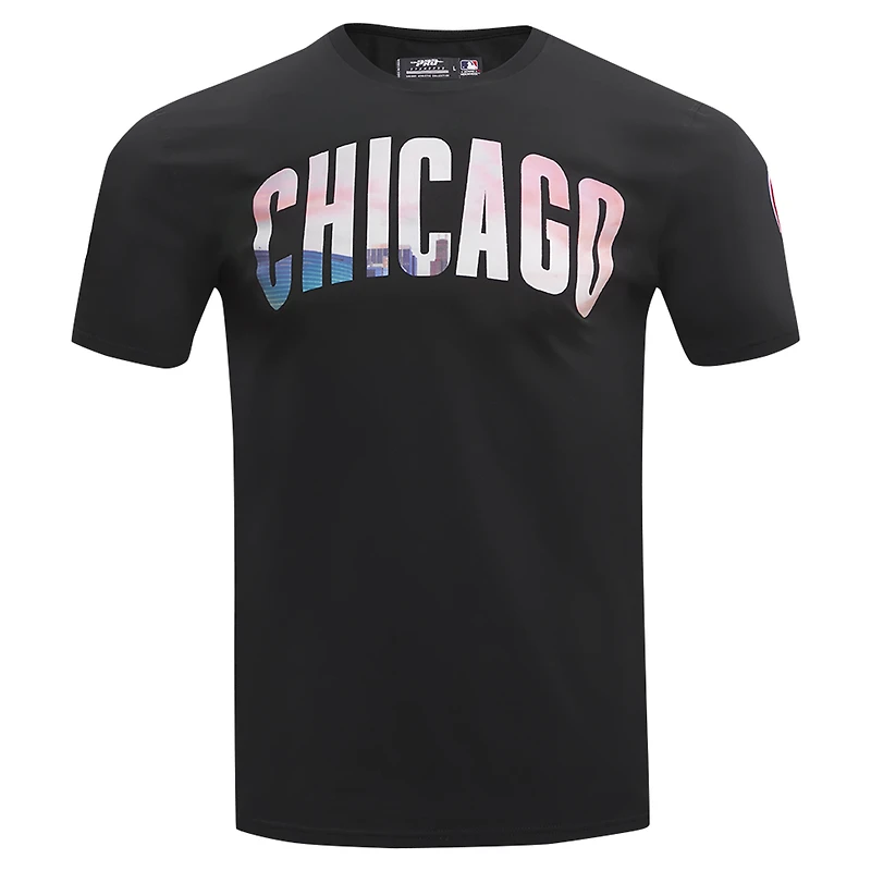 T-shirt noir Pro Standard pour hommes, paysage urbain des Cubs de Chicago