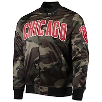 Veste à boutons-pression intégrale en satin Chicago Cubs Pro Standard Camo pour homme