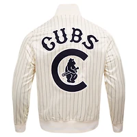 Men's Pro Standard Cream Chicago Cubs Cooperstown Collection Pinstripe Retro Classic Satin Full-Snap Jacket