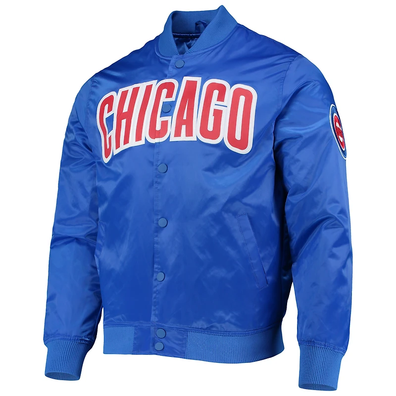 Men's Pro Standard Royal Chicago Cubs Wordmark Satin Full-Snap Jacket
