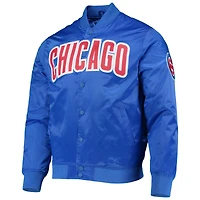 Men's Pro Standard Royal Chicago Cubs Wordmark Satin Full-Snap Jacket