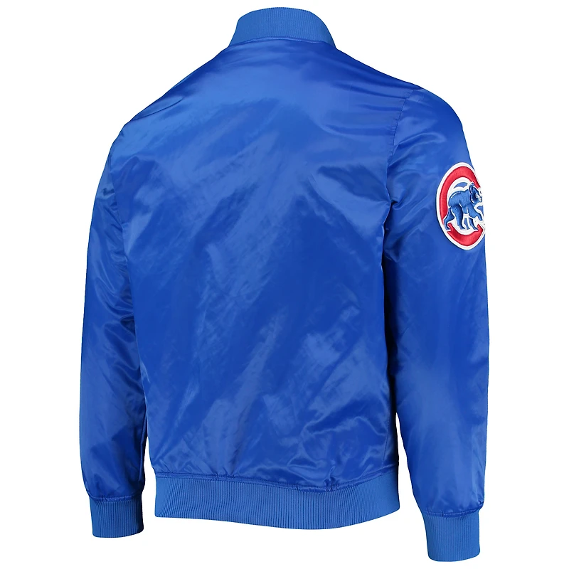 Men's Pro Standard Royal Chicago Cubs Wordmark Satin Full-Snap Jacket