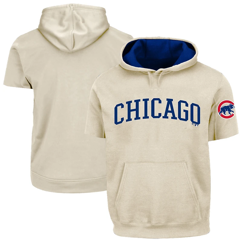 Men's Profile Cream Chicago Cubs Big & Tall Contrast Short Sleeve Hoodie