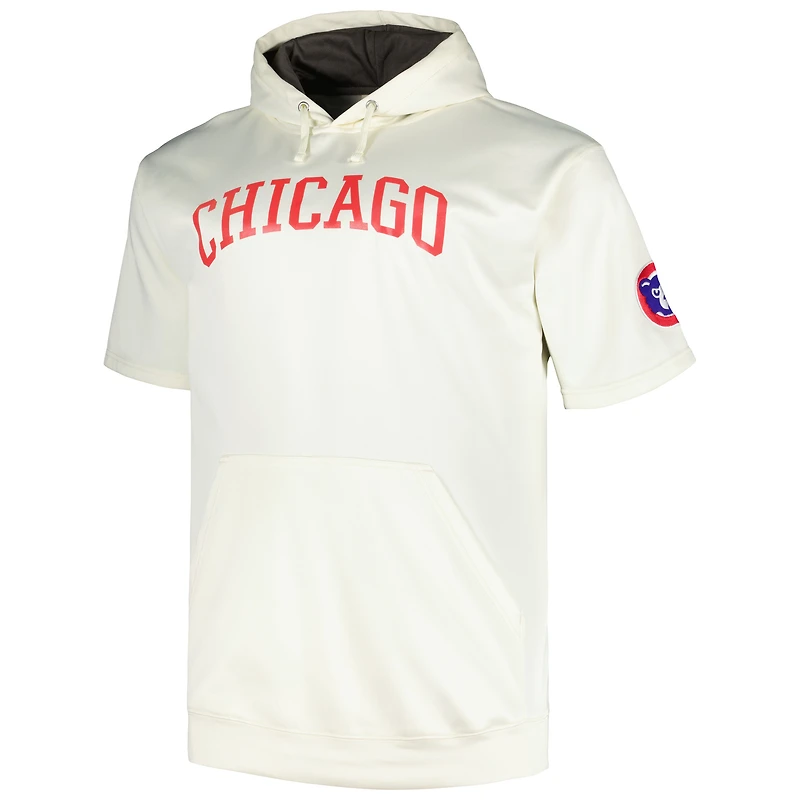 Sweat à capuche manches courtes contrastées Profile Oatmeal Chicago Cubs Big & Tall pour homme