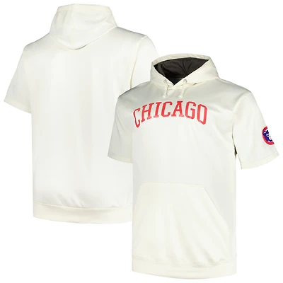 Sweat à capuche manches courtes contrastées Profile Oatmeal Chicago Cubs Big & Tall pour homme