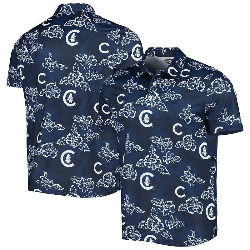Men's Reyn Spooner Navy Chicago Cubs Cooperstown Collection Puamana Print Polo