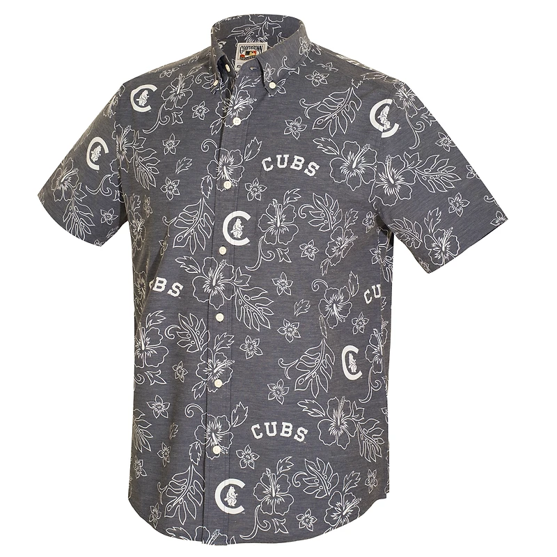 Men's Reyn Spooner Navy Chicago Cubs Cooperstown Kekai Performance Button-Down Tri-Blend Top