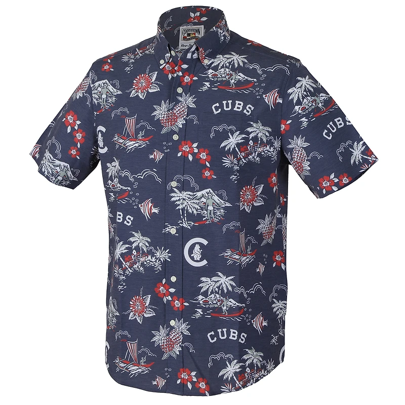 Chemise boutonnée Kekai bleu marine Reyn Spooner pour homme, des Chicago Cubs