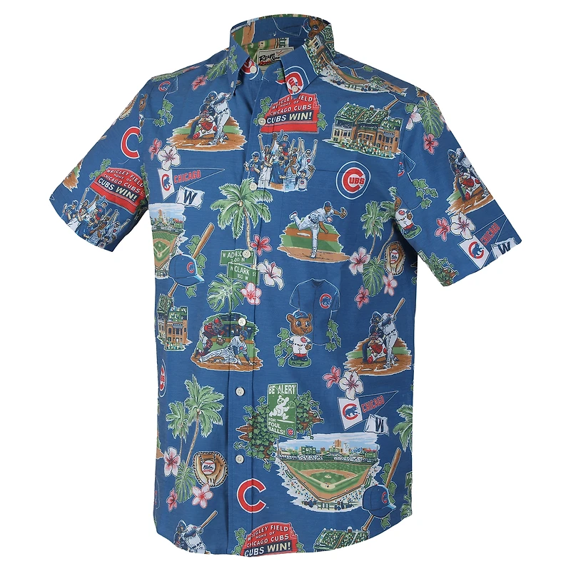 Men's Reyn Spooner Royal Chicago Cubs Big & Tall Scenic Performance Tri-Blend Aloha Button-Down Shirt