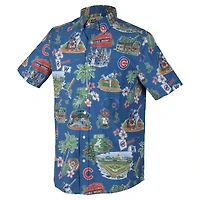 Men's Reyn Spooner Royal Chicago Cubs Big & Tall Scenic Performance Tri-Blend Aloha Button-Down Shirt