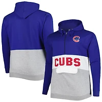 Men's Royal/White Chicago Cubs Big & Tall Fleece Half-Zip Hoodie